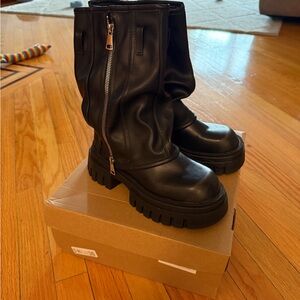 Asyllum Black Chunky Zipper Boots